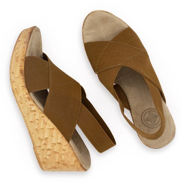 CHARLESTON SHOE CO. Tan Wedge Sandals - Picture 3 of 5